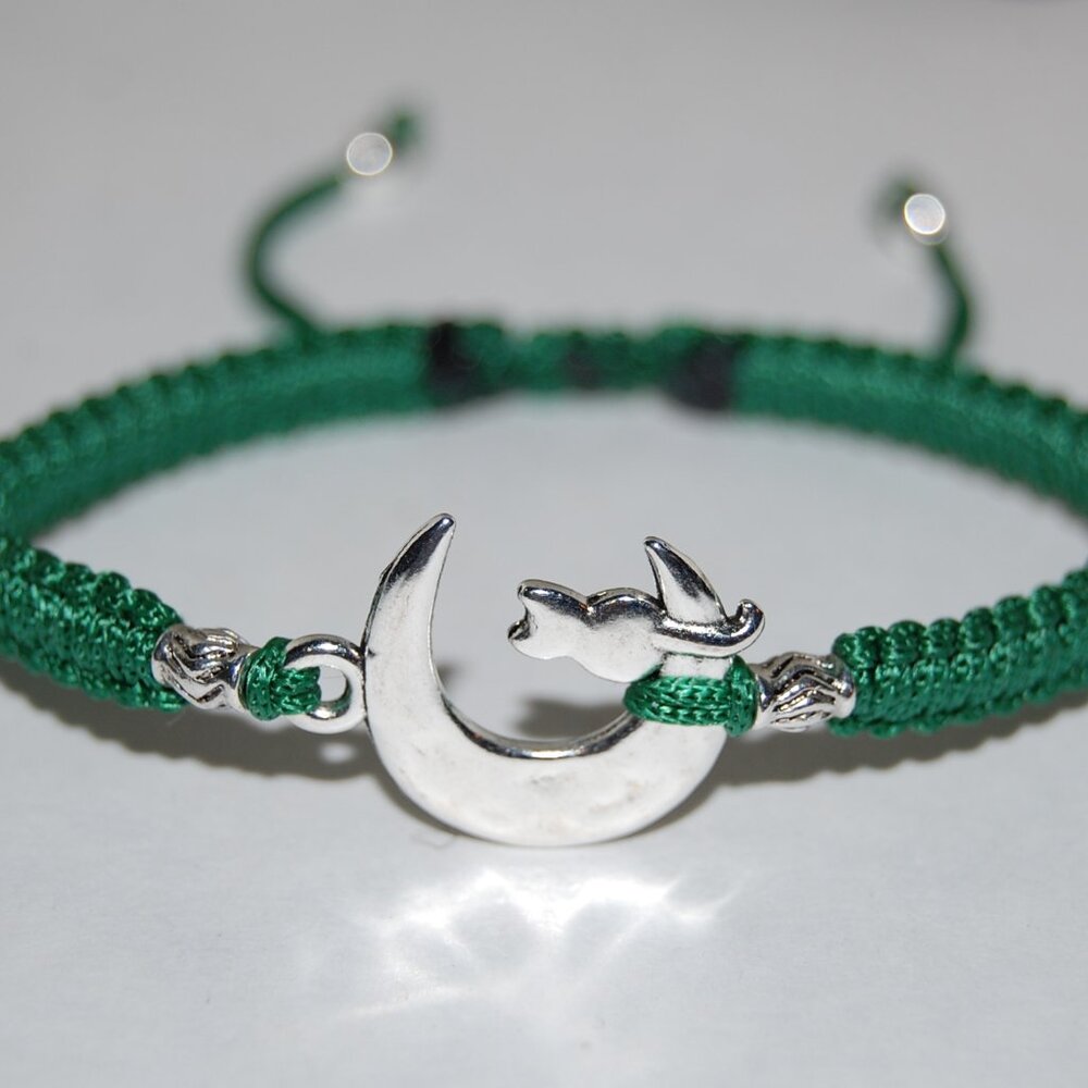 Moon Bracelet,Moon and Cat Bracelet,Drawstring Bracelet